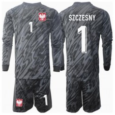 Polen Wojciech Szczesny #1 Målvakt Bortaställ Barn EM 2024 Långa ärmar (+ Korta byxor)